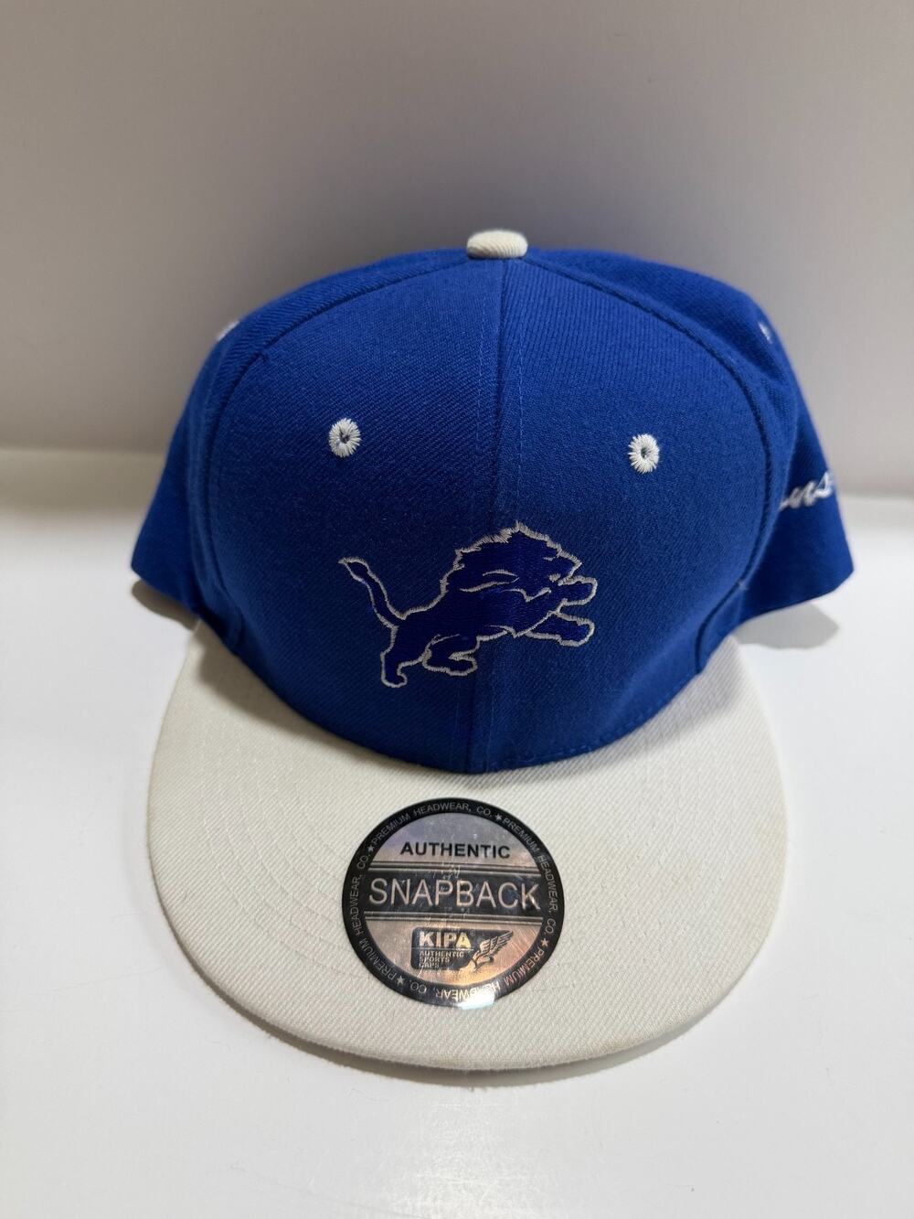 Detroit Lions Snapback Hat Blue White TwoTone Vintage Style KIPA Premium Cap NFL
